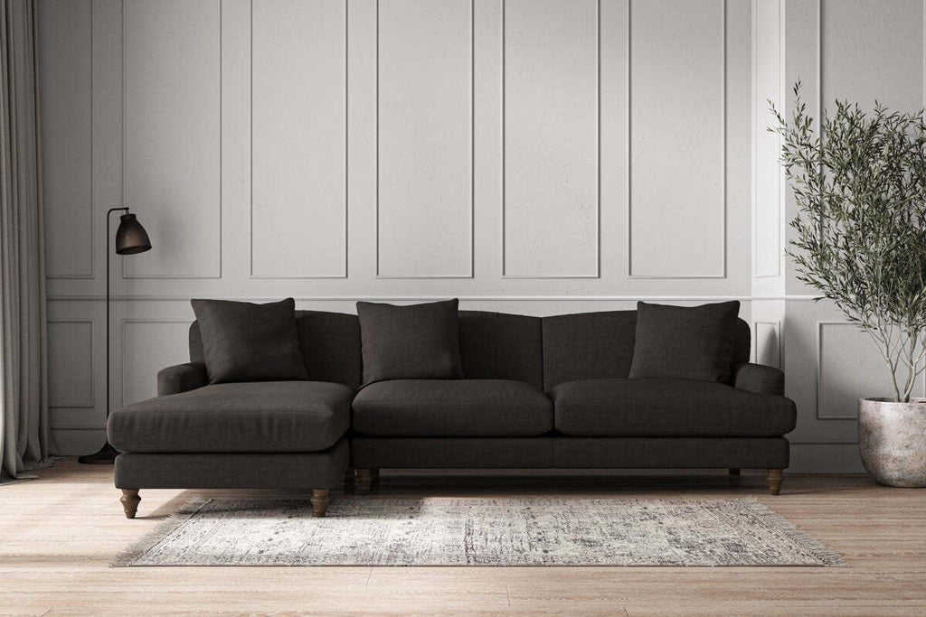 Deni Grand Left Hand Chaise Sofa - Brera Linen Espresso