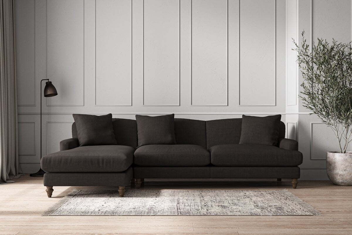 Deni Grand Left Hand Chaise Sofa - Brera Linen Espresso