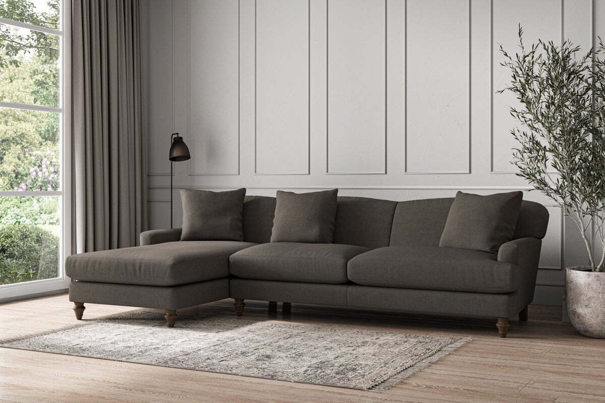 Deni Grand Left Hand Chaise Sofa - Brera Linen Granite
