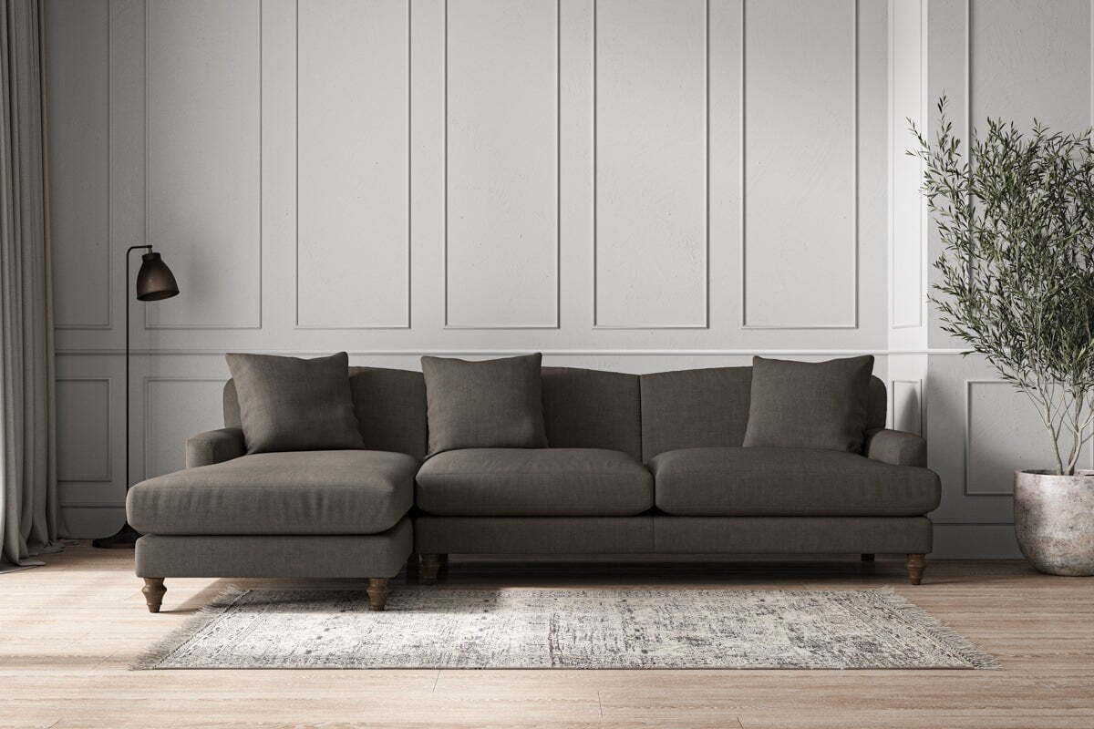 Deni Grand Left Hand Chaise Sofa - Brera Linen Granite