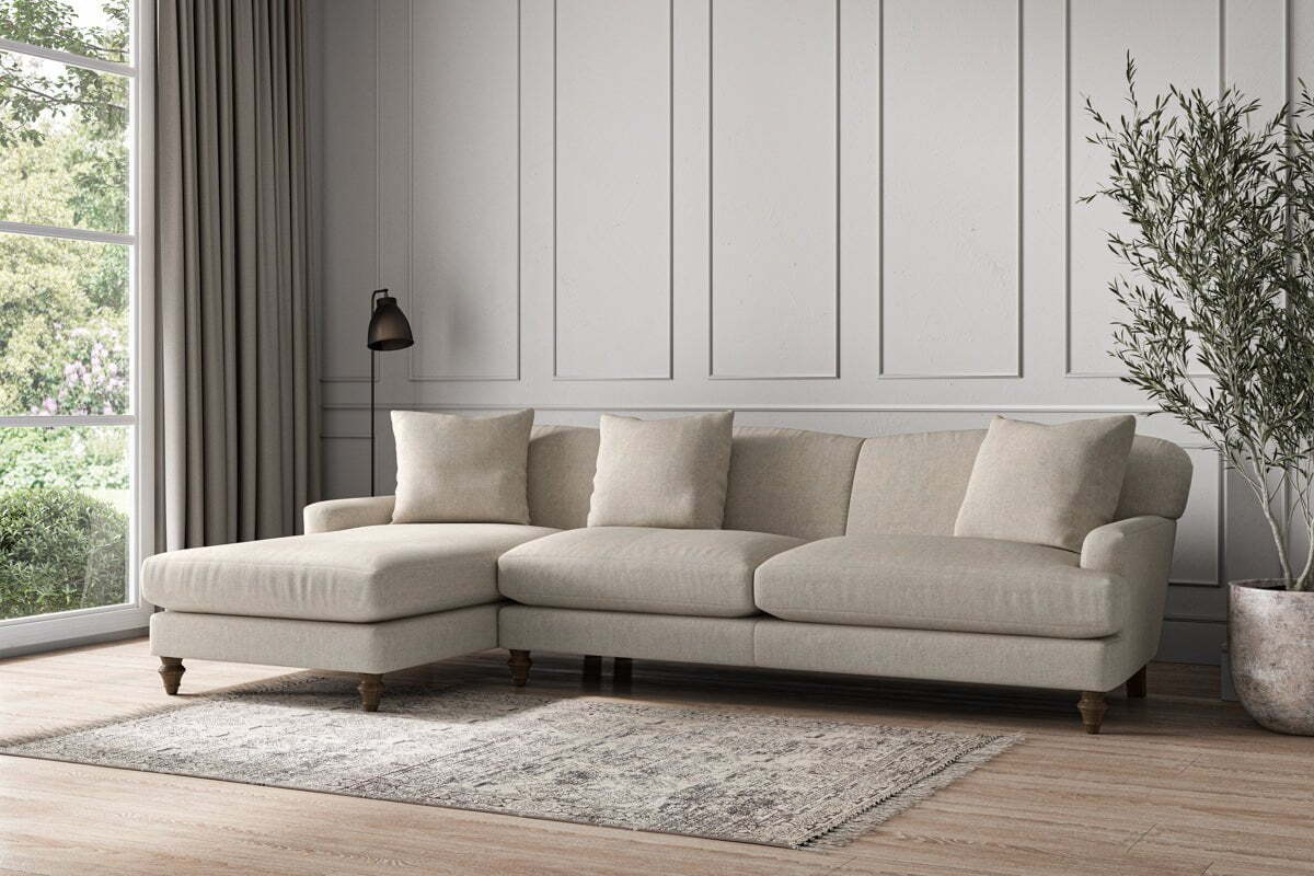 Deni Grand Left Hand Chaise Sofa - Brera Linen Natural