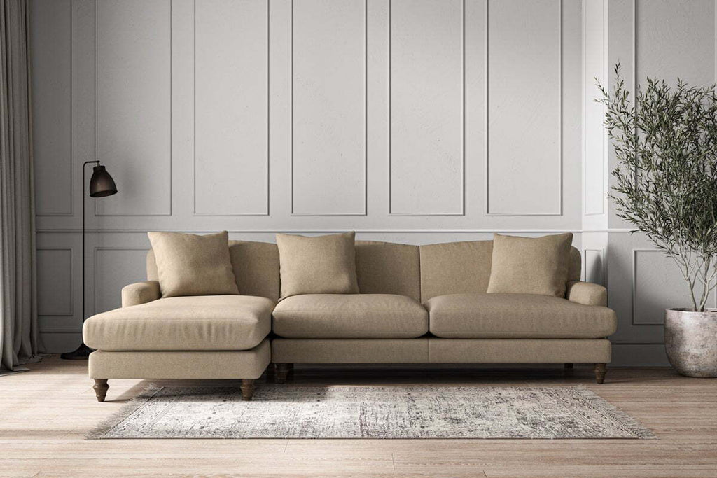 Deni Grand Left Hand Chaise Sofa - Brera Linen Pebble