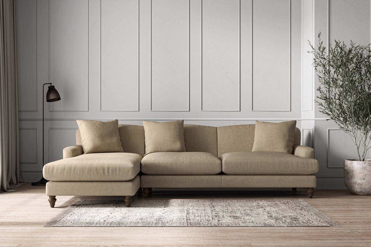 Deni Grand Left Hand Chaise Sofa - Brera Linen Pebble