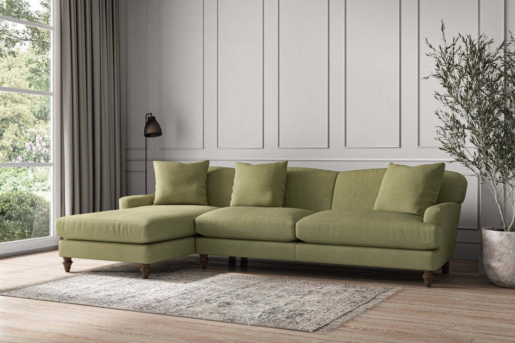 Deni Grand Left Hand Chaise Sofa - Brera Linen Sage