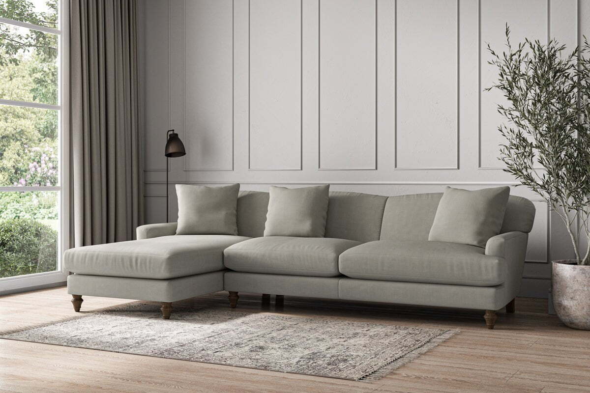Deni Grand Left Hand Chaise Sofa - Brera Linen Smoke