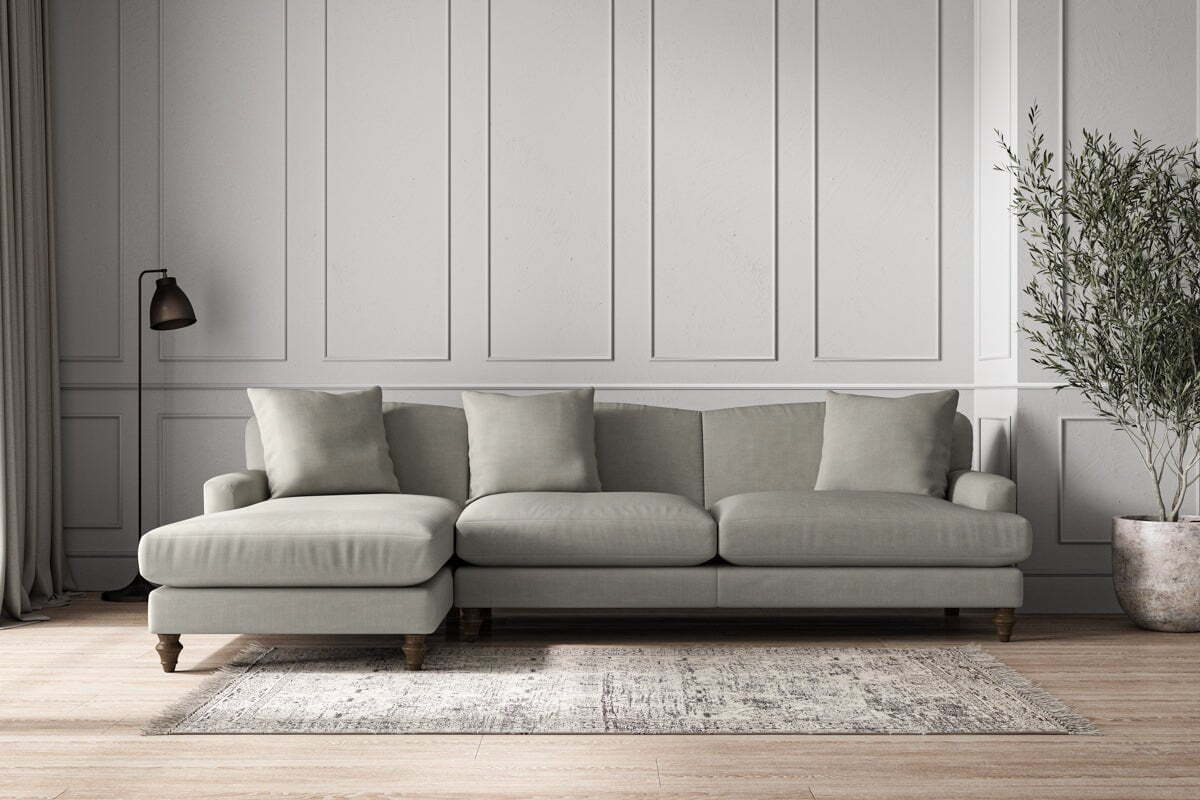 Deni Grand Left Hand Chaise Sofa - Brera Linen Smoke