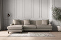 Deni Grand Left Hand Chaise Sofa - Recycled Cotton Flax