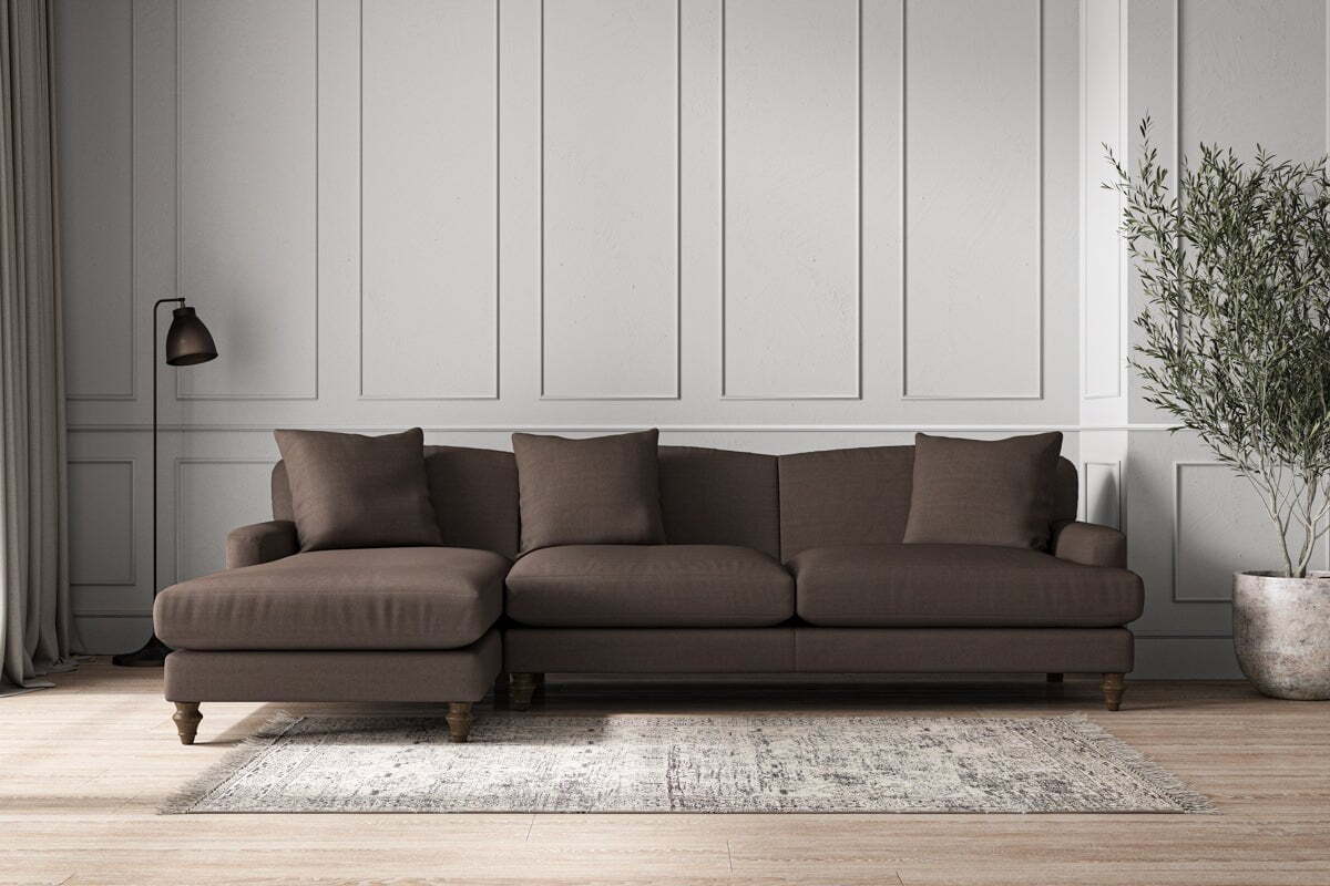 Deni Grand Left Hand Chaise Sofa - Recycled Cotton Mocha