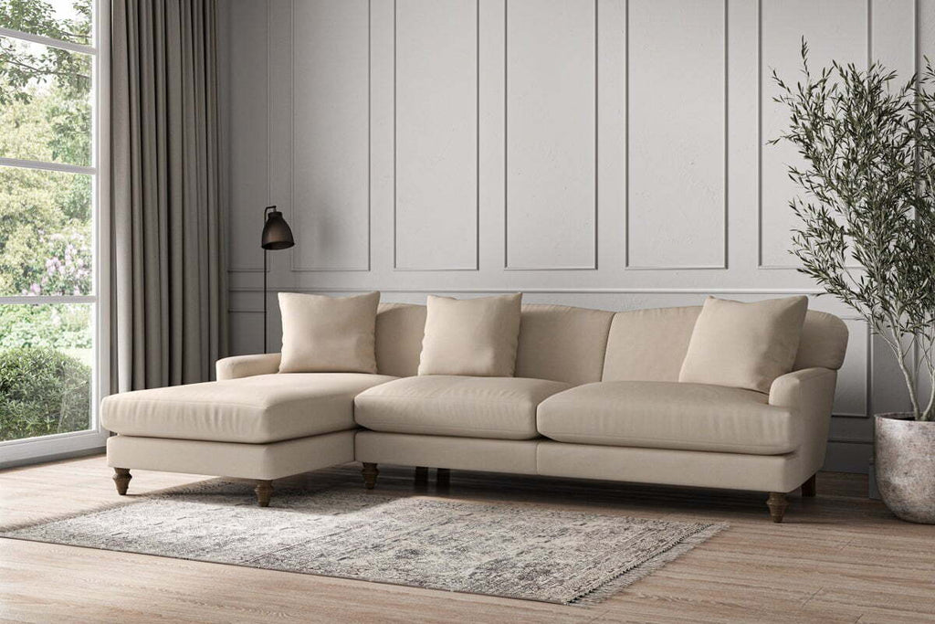 Deni Grand Left Hand Chaise Sofa - Recycled Cotton Natural
