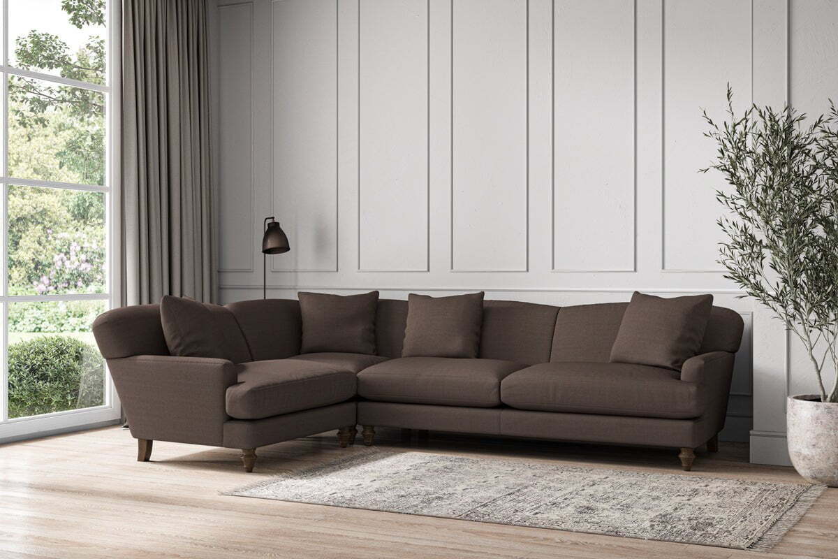 Deni Grand Left Hand Corner Sofa - Recycled Cotton Mocha