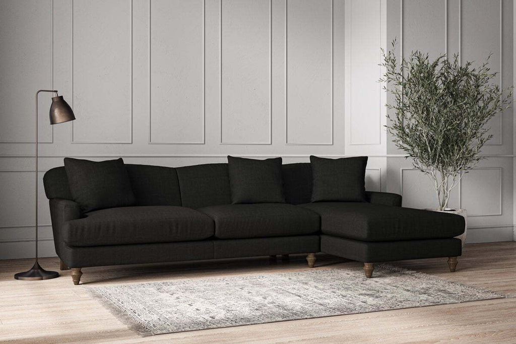 Deni Grand Right Hand Chaise Sofa - Brera Linen Charcoal