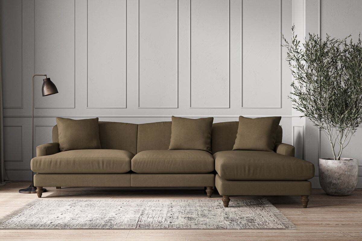 Deni Grand Right Hand Chaise Sofa - Brera Linen Chestnut