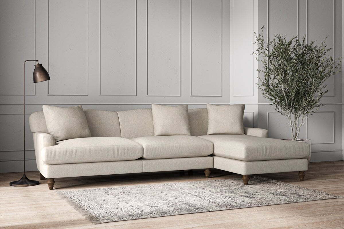 Deni Grand Right Hand Chaise Sofa - Brera Linen Natural