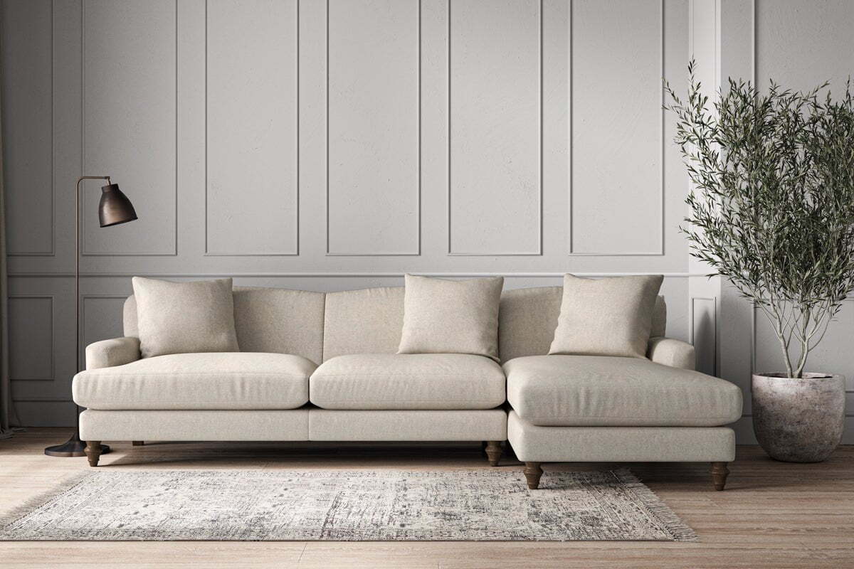 Deni Grand Right Hand Chaise Sofa - Brera Linen Natural
