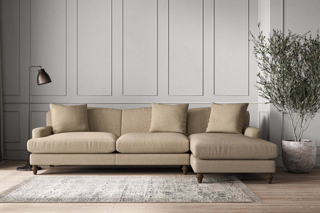 Deni Grand Right Hand Chaise Sofa - Brera Linen Pebble
