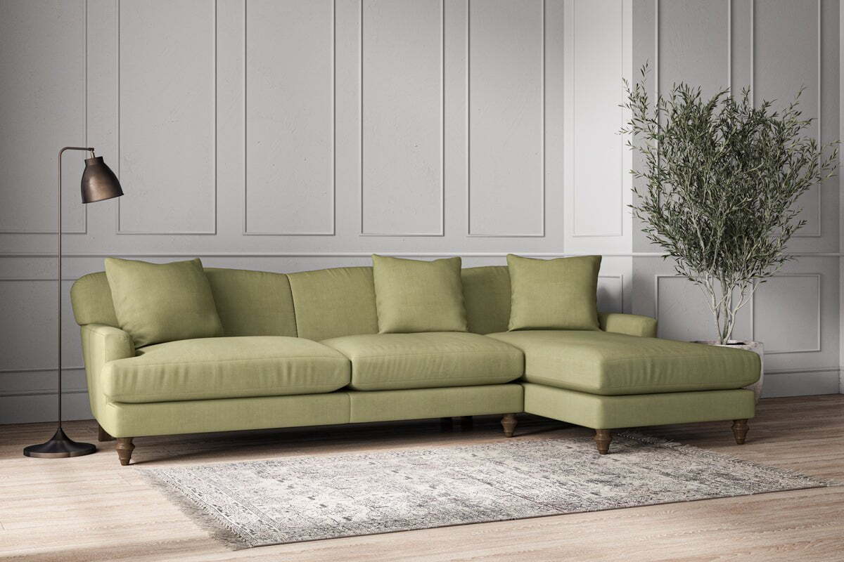 Deni Grand Right Hand Chaise Sofa - Brera Linen Sage