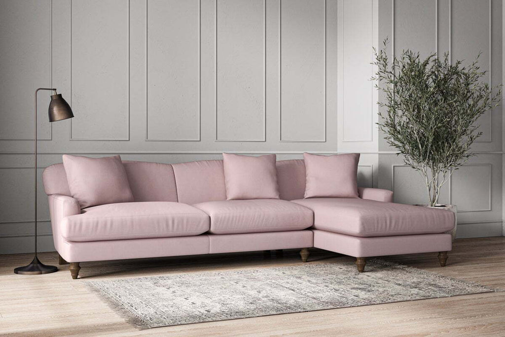Deni Grand Right Hand Chaise Sofa - Recycled Cotton Lavender