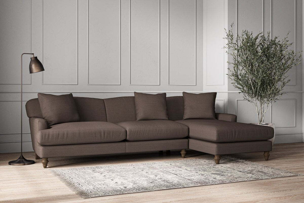 Deni Grand Right Hand Chaise Sofa - Recycled Cotton Mocha