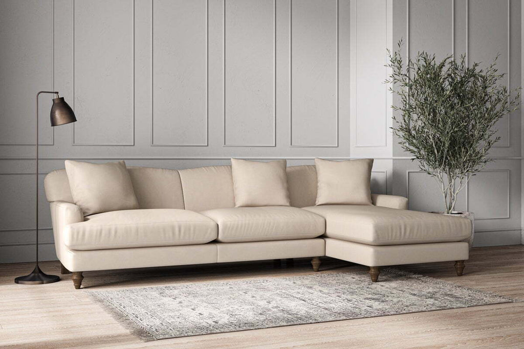 Deni Grand Right Hand Chaise Sofa - Recycled Cotton Natural
