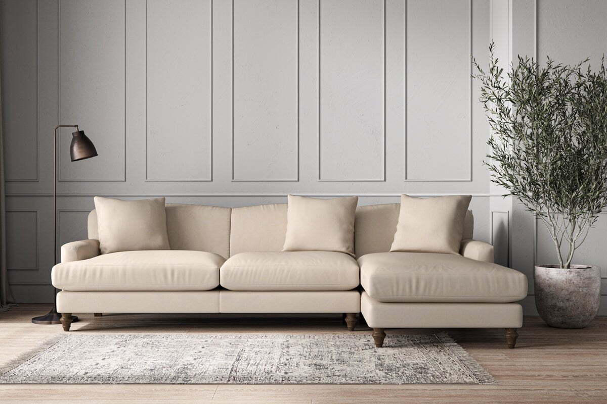Deni Grand Right Hand Chaise Sofa - Recycled Cotton Natural