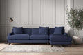 Deni Grand Right Hand Chaise Sofa - Recycled Cotton Navy