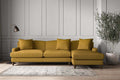 Deni Grand Right Hand Chaise Sofa - Recycled Cotton Ochre