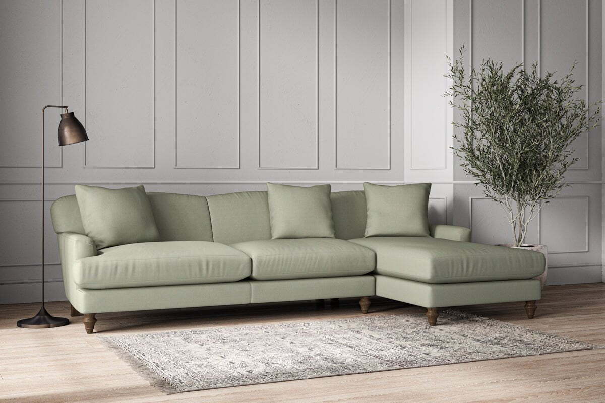 Deni Grand Right Hand Chaise Sofa - Recycled Cotton Seaspray