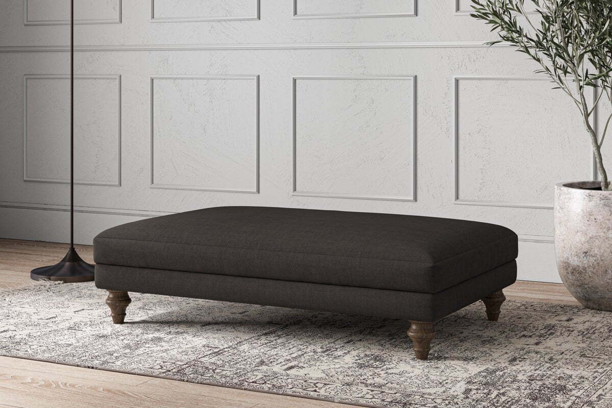 Deni Large Footstool - Brera Linen Espresso