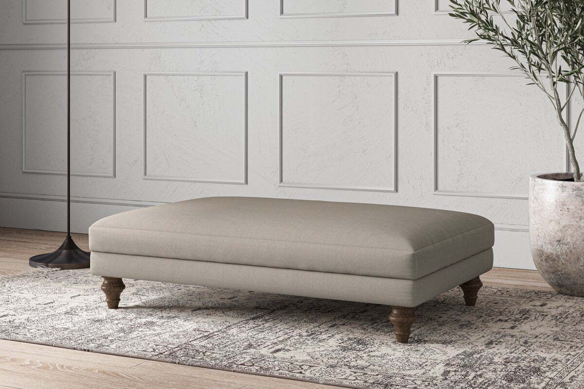Deni Large Footstool - Recycled Cotton Flax