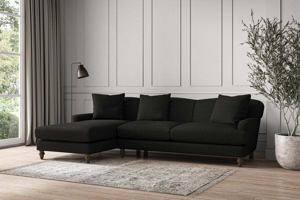 Deni Large Left Hand Chaise Sofa - Brera Linen Charcoal