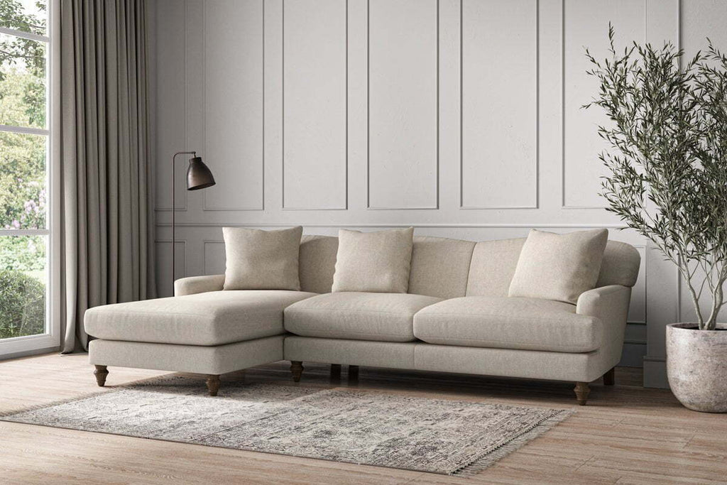 Deni Large Left Hand Chaise Sofa - Brera Linen Natural