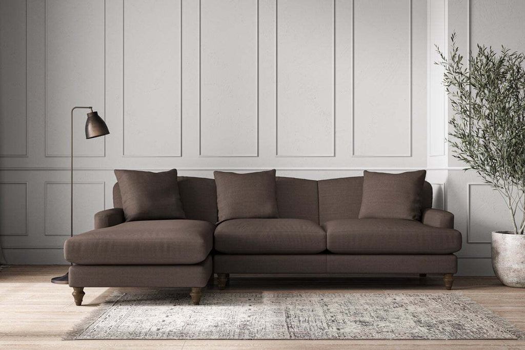 Deni Large Left Hand Chaise Sofa - Recycled Cotton Mocha