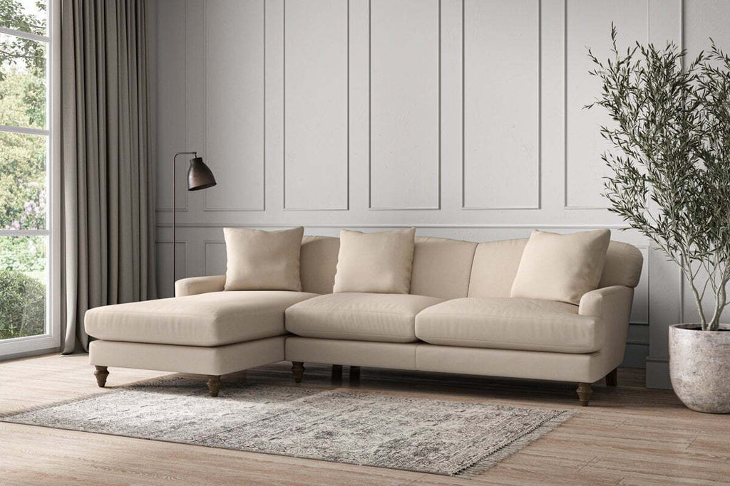 Deni Large Left Hand Chaise Sofa - Recycled Cotton Natural