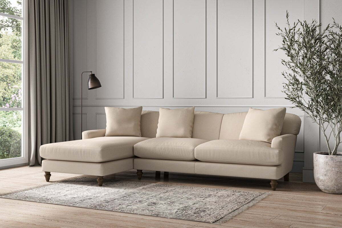 Deni Large Left Hand Chaise Sofa - Recycled Cotton Natural
