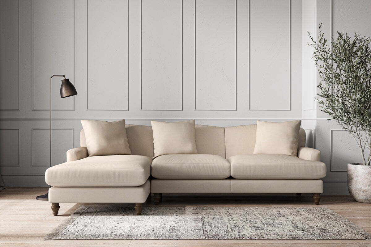 Deni Large Left Hand Chaise Sofa - Recycled Cotton Natural