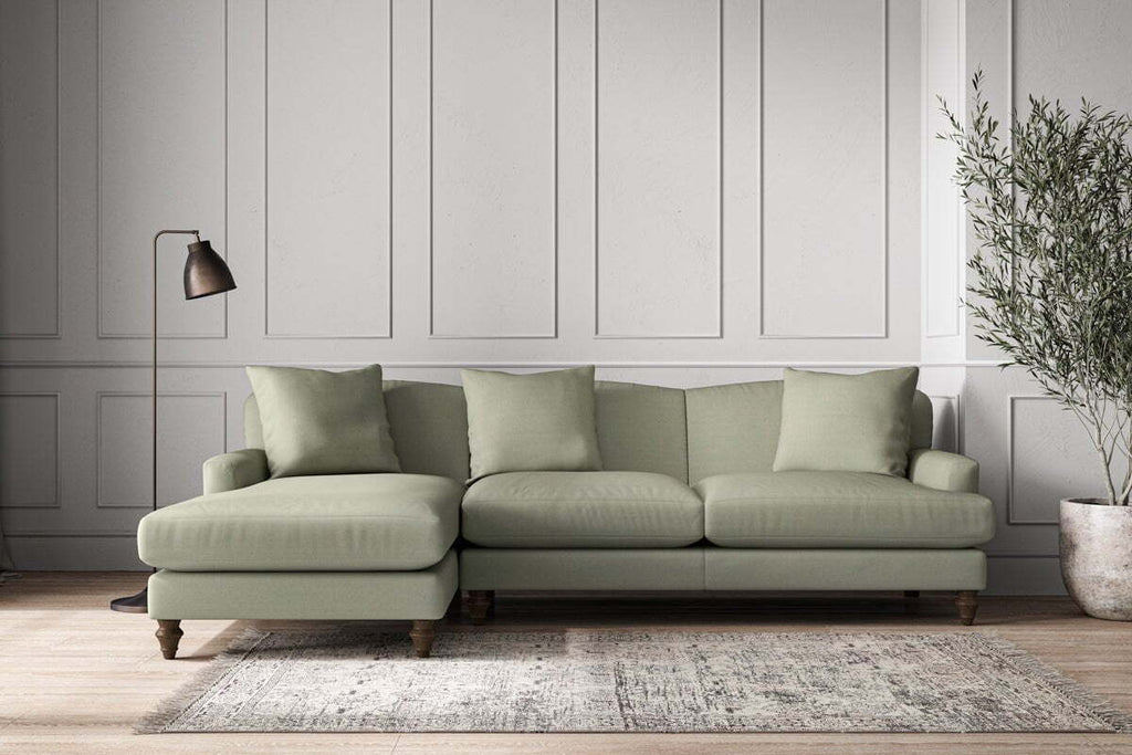 Deni Large Left Hand Chaise Sofa - Recycled Cotton Seaspray