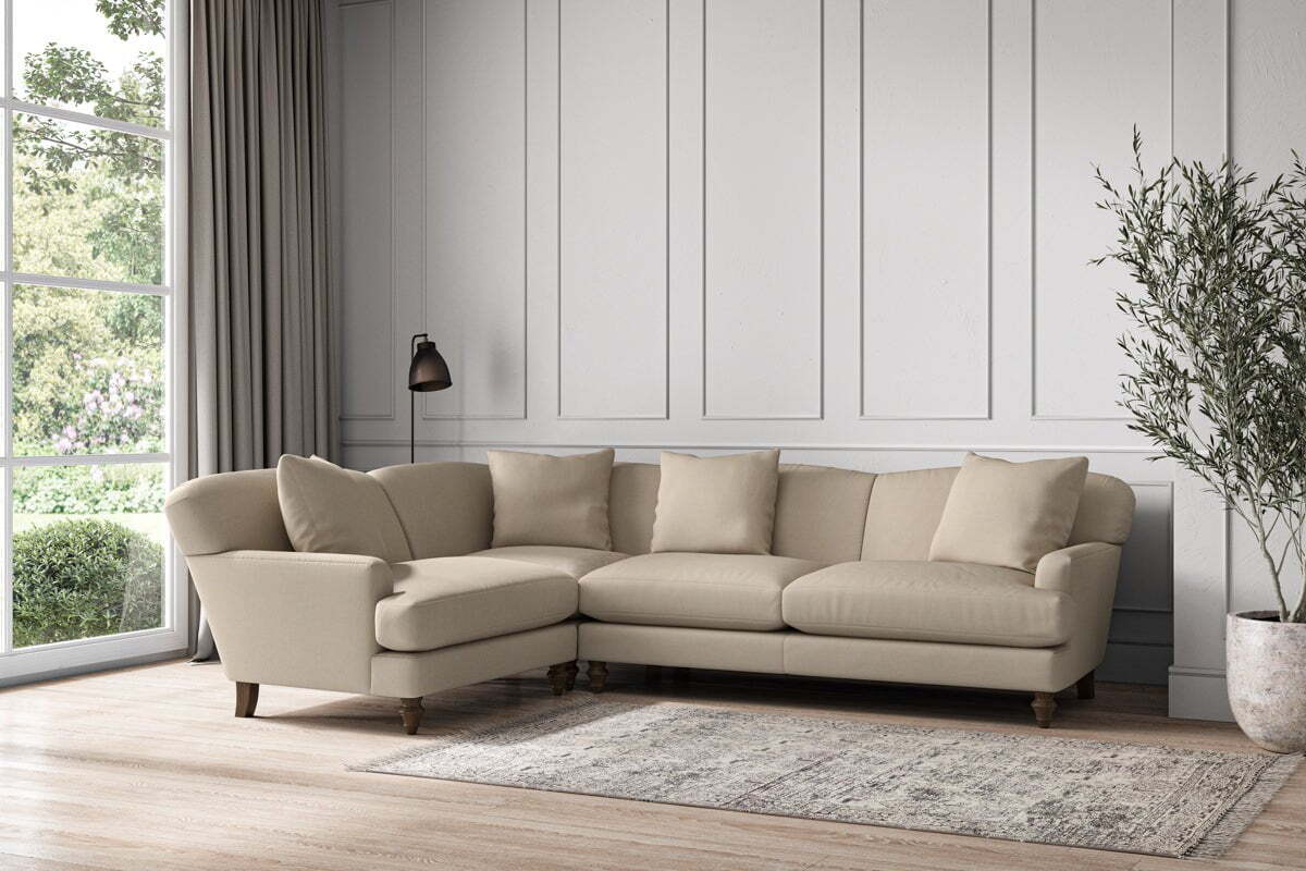 Deni Large Left Hand Corner Sofa - Recycled Cotton Stone