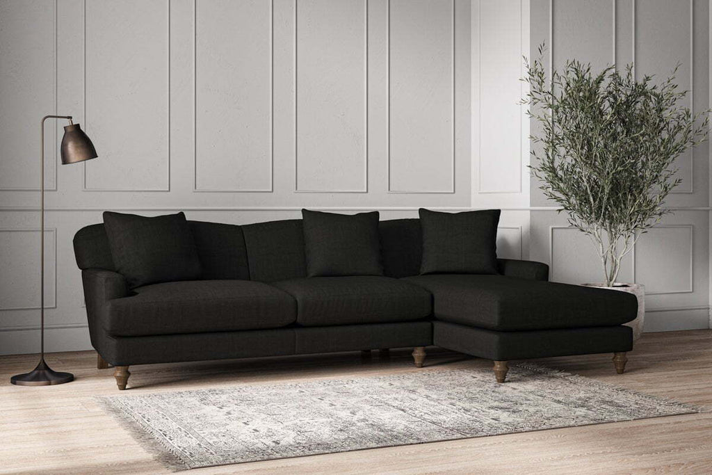 Deni Large Right Hand Chaise Sofa - Brera Linen Charcoal