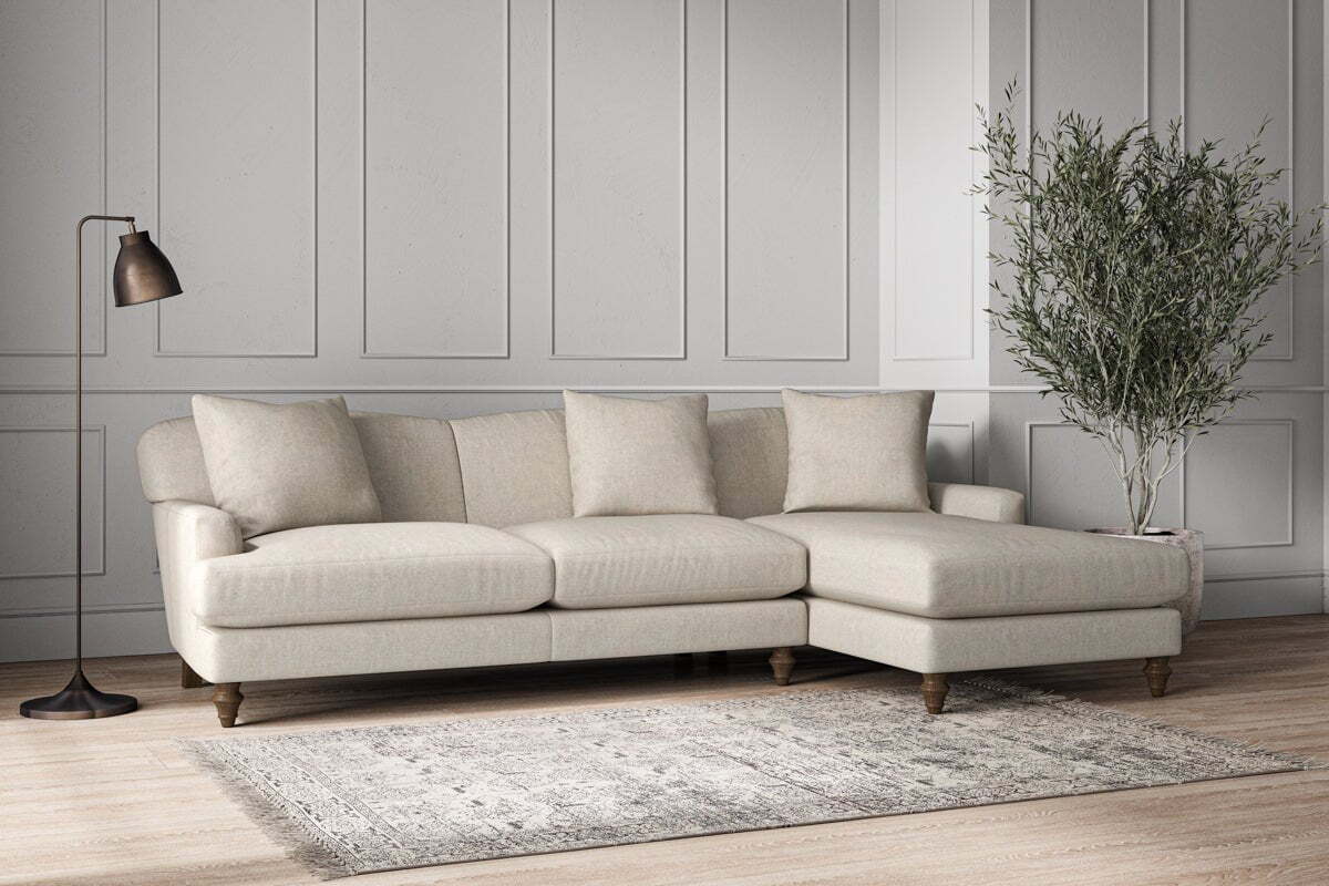 Deni Large Right Hand Chaise Sofa - Brera Linen Natural