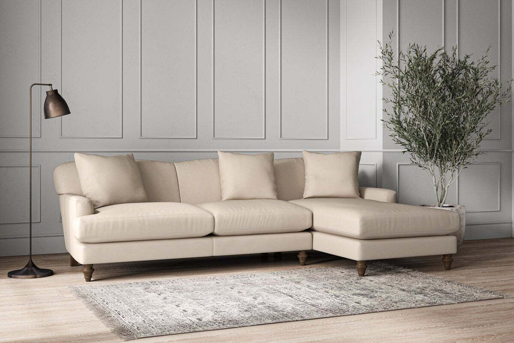 Deni Large Right Hand Chaise Sofa - Recycled Cotton Natural