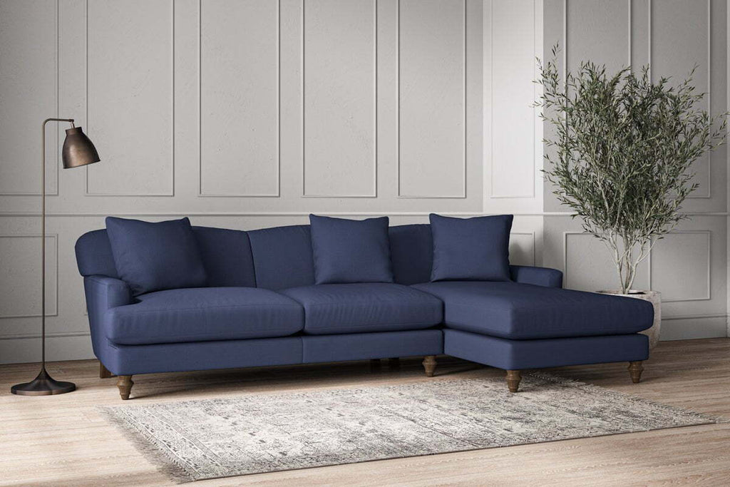Deni Large Right Hand Chaise Sofa - Recycled Cotton Navy