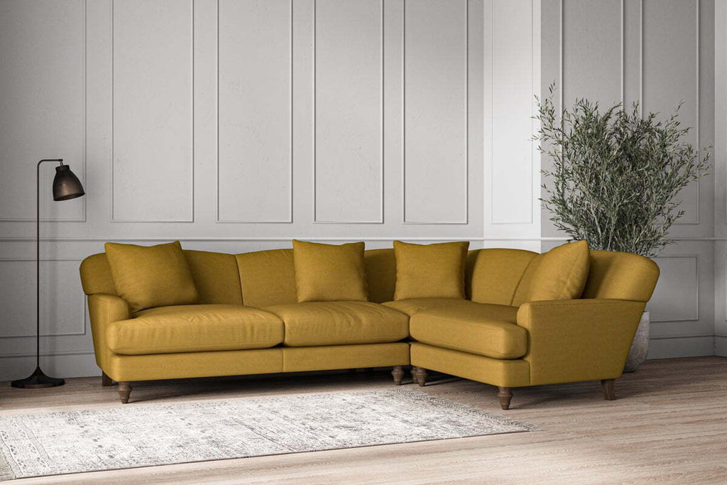 Deni Large Right Hand Corner Sofa - Recycled Cotton Ochre