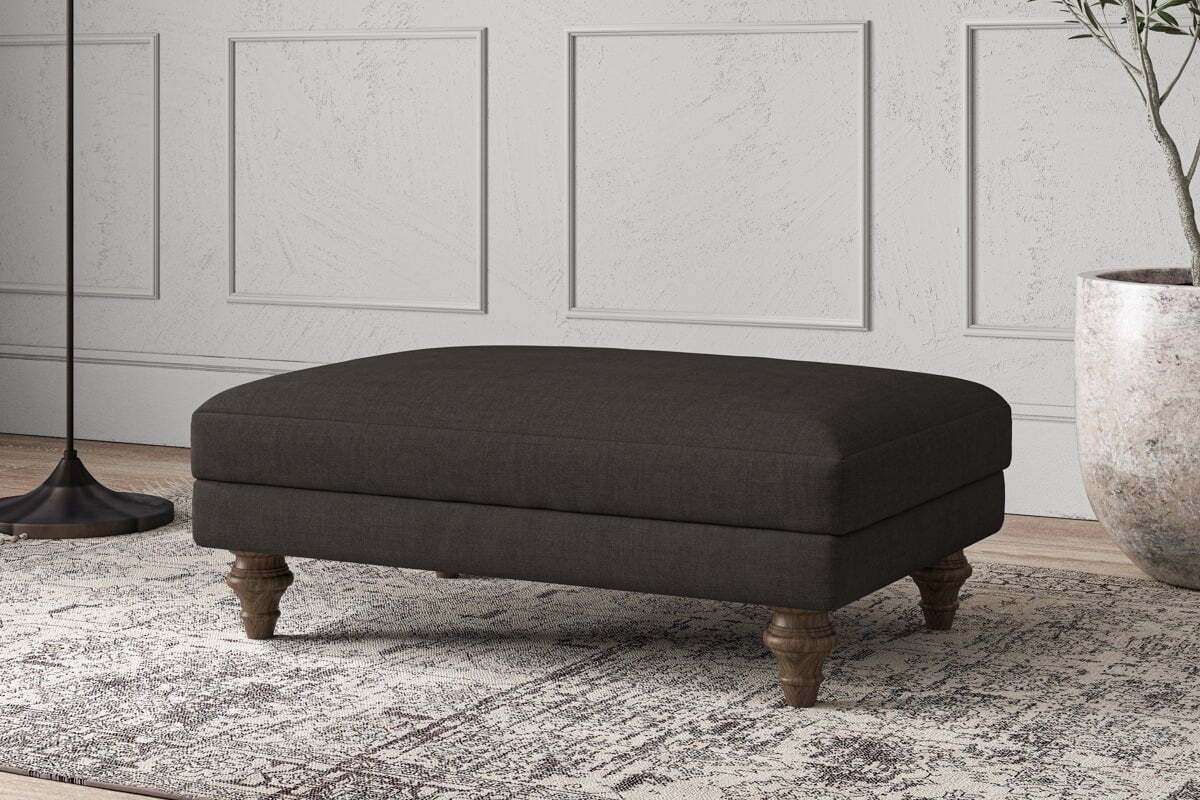Deni Medium Footstool - Brera Linen Espresso