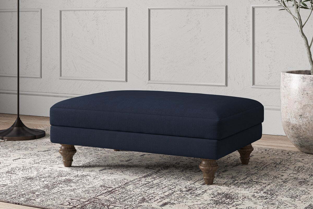 Deni Medium Footstool - Brera Linen Indigo