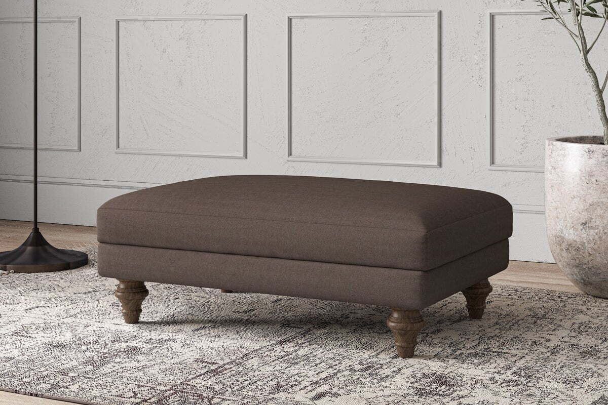 Deni Medium Footstool - Recycled Cotton Mocha