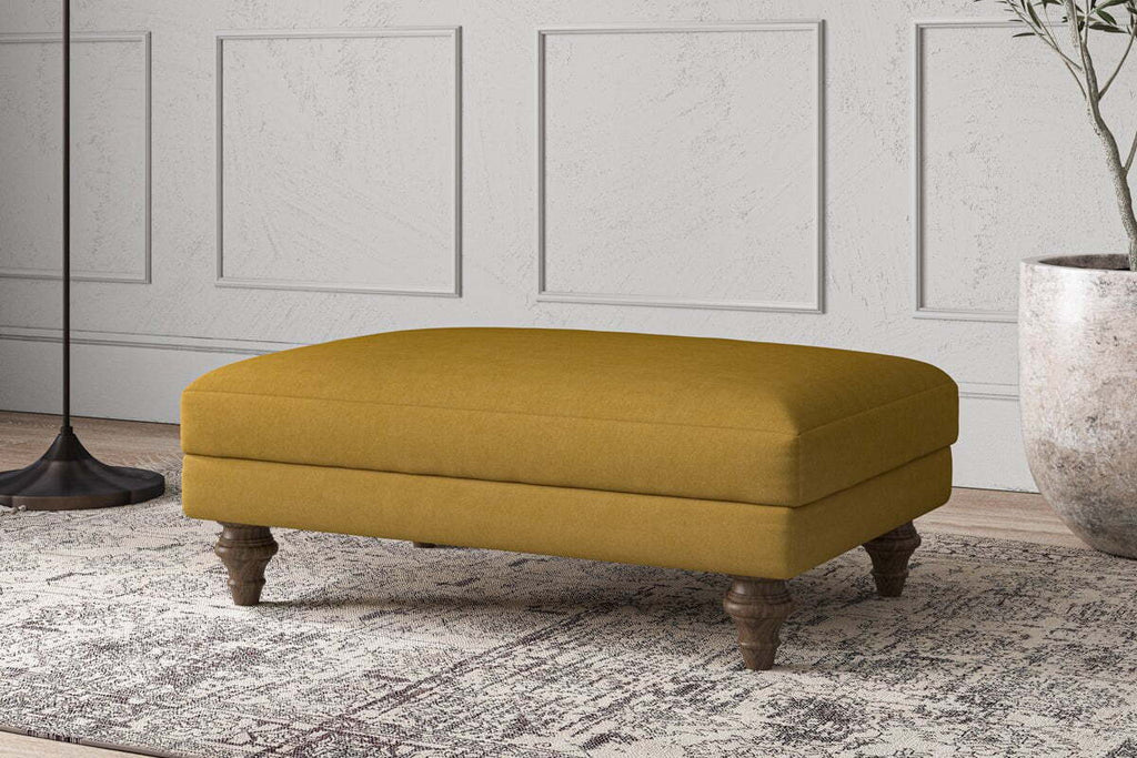 Deni Medium Footstool - Recycled Cotton Ochre