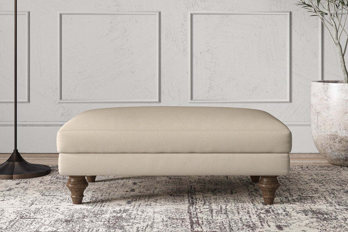 Deni Medium Footstool - Recycled Cotton Stone