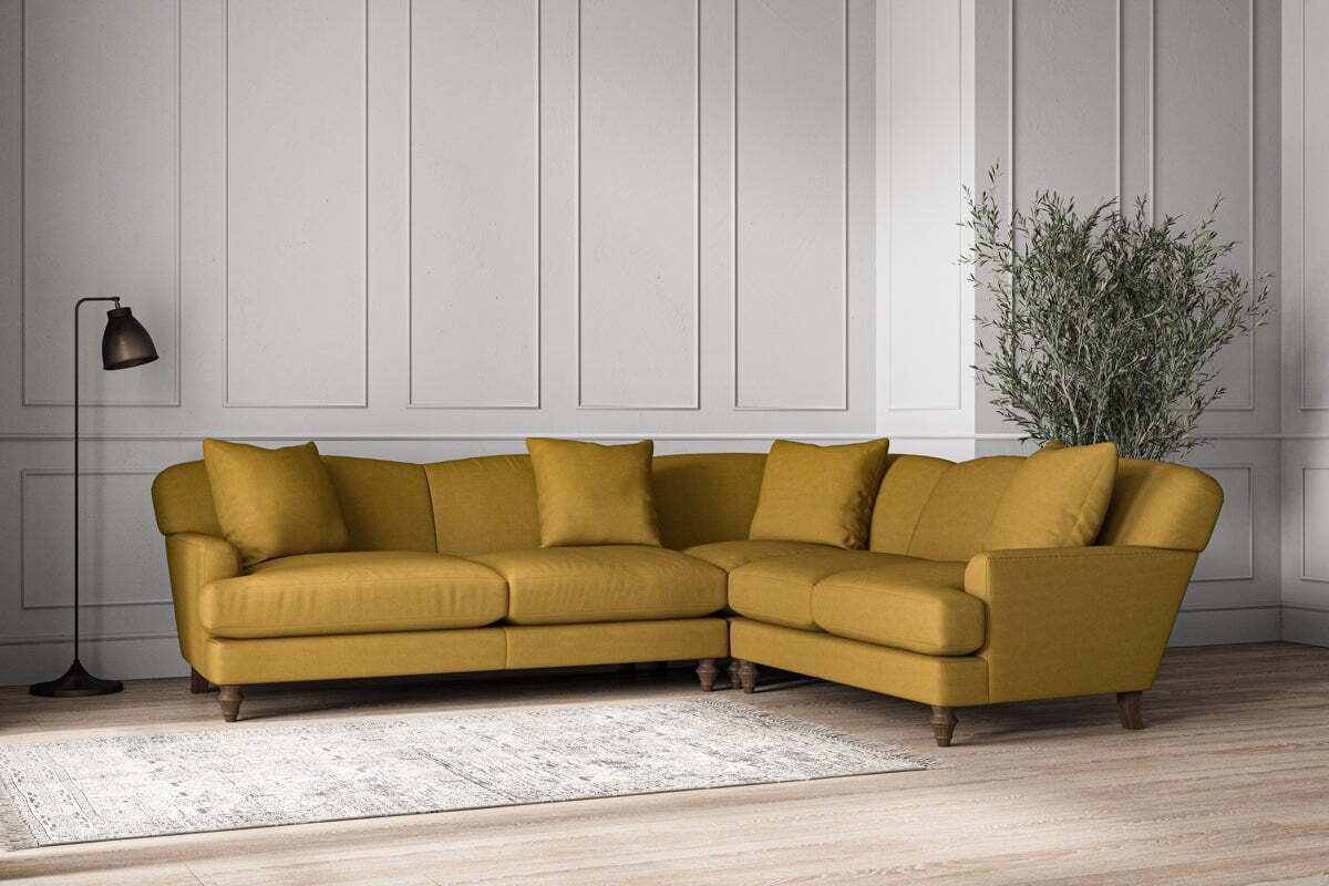 Deni Super Grand Right Hand Corner Sofa - Recycled Cotton Ochre