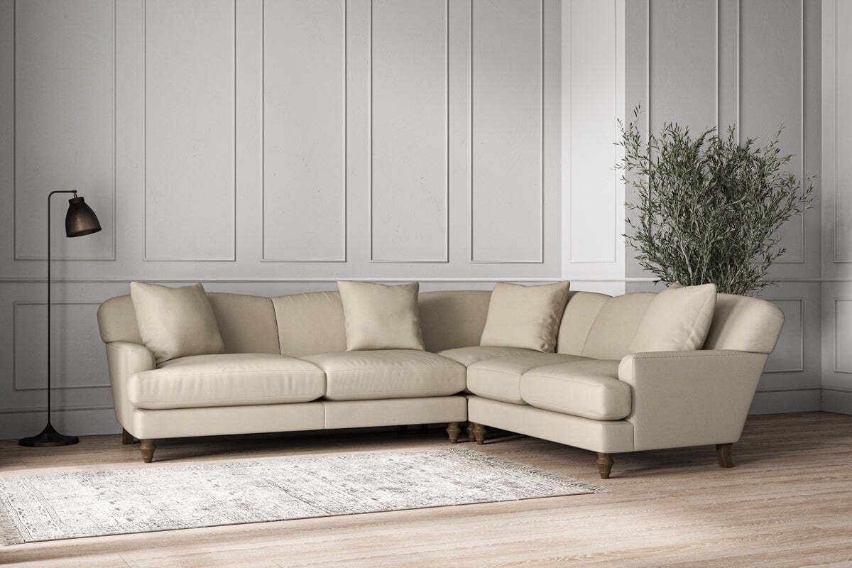Deni Super Grand Right Hand Corner Sofa - Recycled Cotton Stone