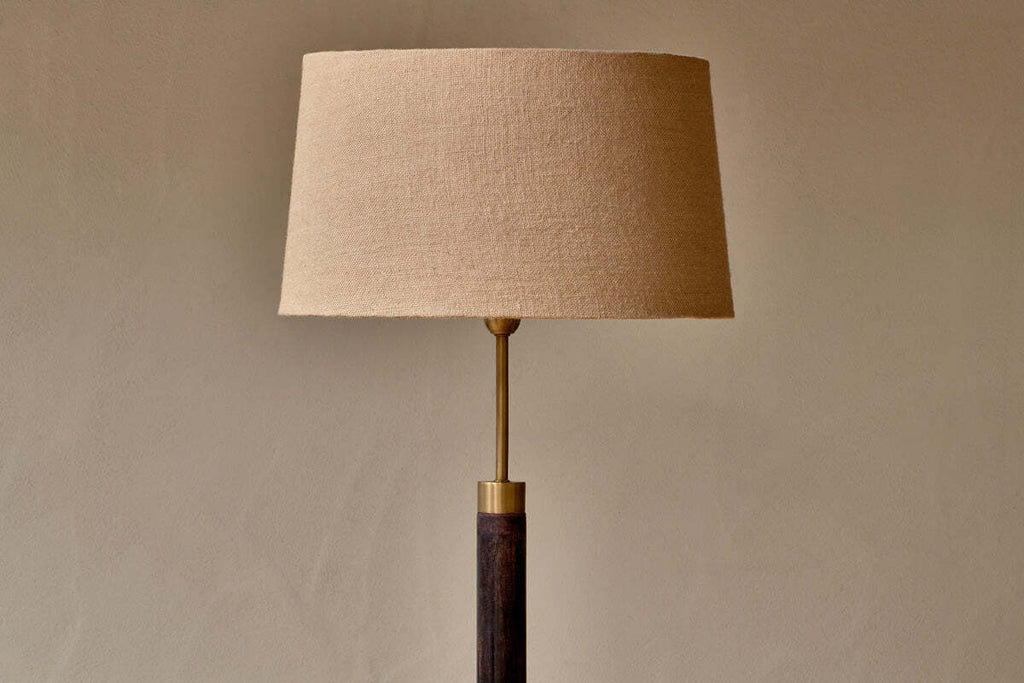 Digha Wood & Metal Floor Lamp Base - Dark Stain & Antique Brass